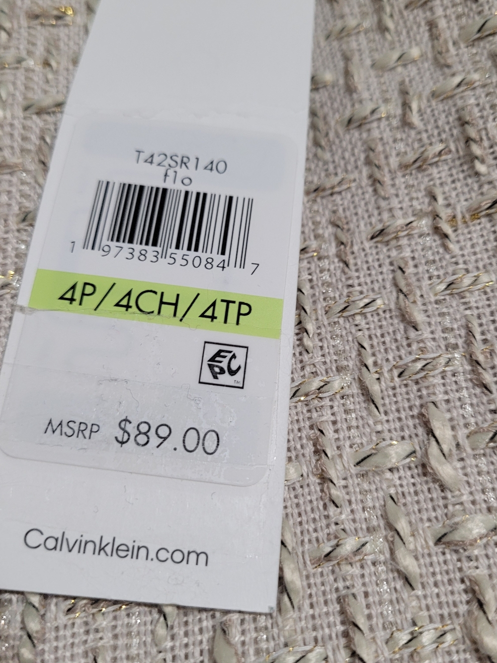 Calvin Klein Cream Tweed Pencil Skirt with Gold Thread Detail Size 4P NEW - Picture 4 of 6